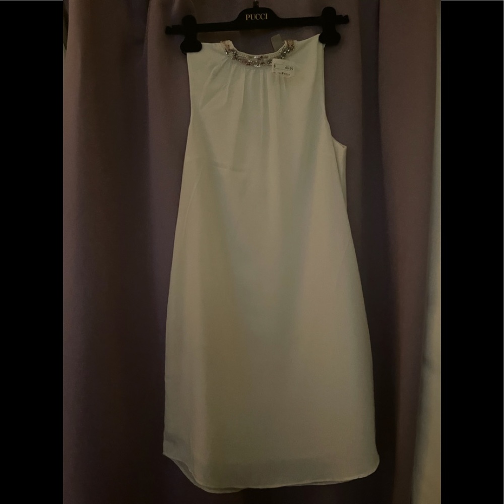 H&M Silk Embellished Smock Neck Mini Dress